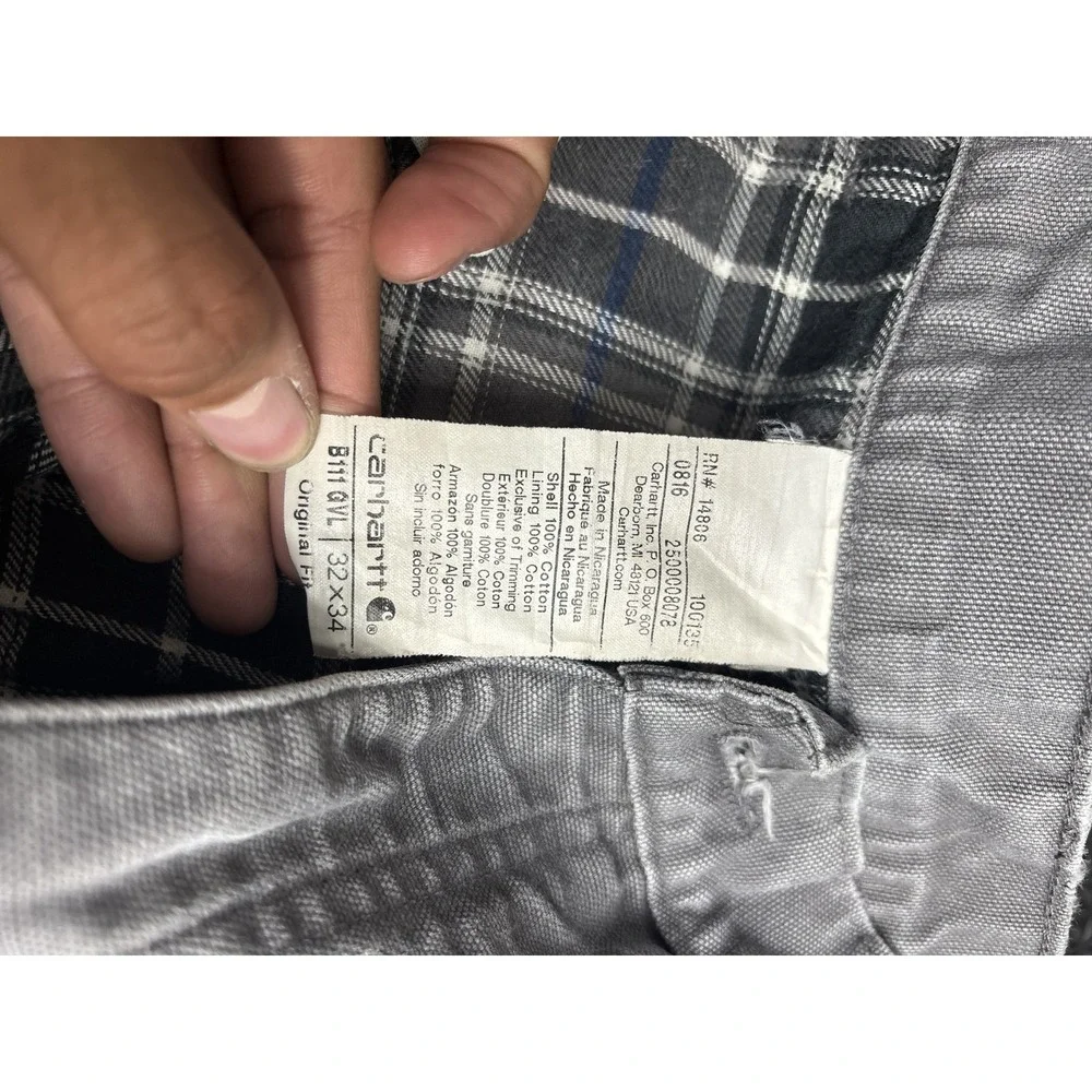 Carhartt Men's Gray Original Fit Flannel Lined Carpenter Work Pants 32x34 Paint